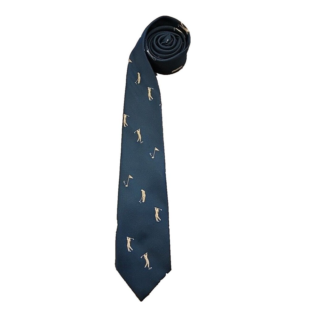 Vintage JOHNNY APPLESEED Green Necktie Tie Golf Tee Time